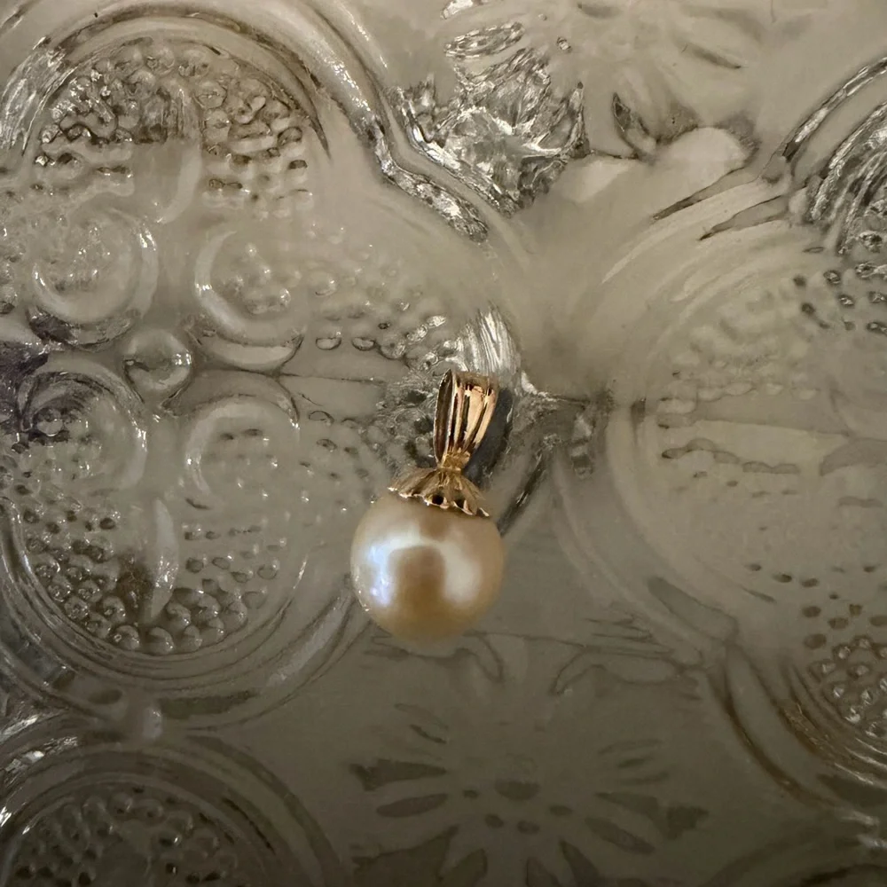 Vintage 14kt solid yellow gold and pearl pendant - Picture 3 of 5